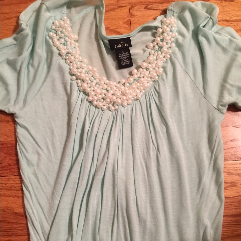 Mint green pearl shirt